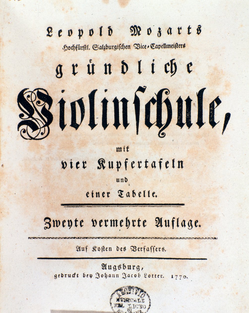 Titelpagina van vioolmethode door Leopold Mozart (1719-1787) vader van Wolfgang Amadeus door Italian School