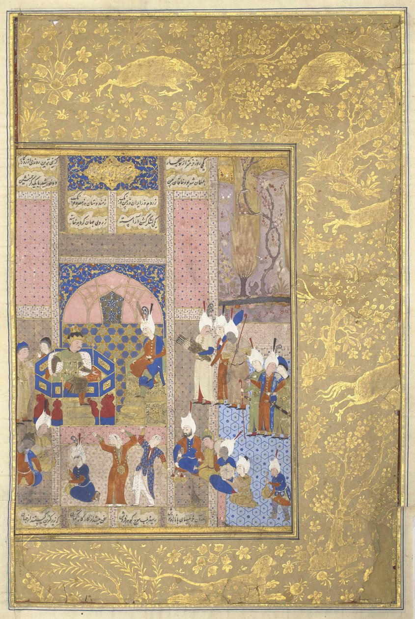 Alexander feest met de keizer van China, c.1525-50 door Persian School