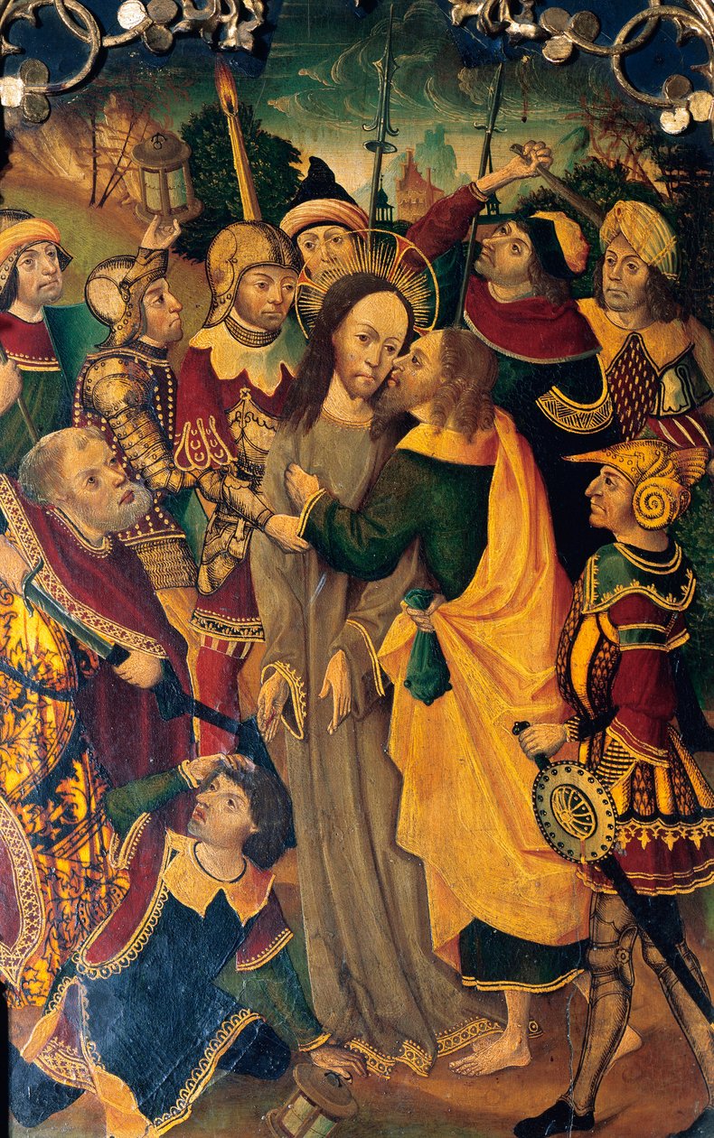 De kus van Judas (detail) door Spanish School