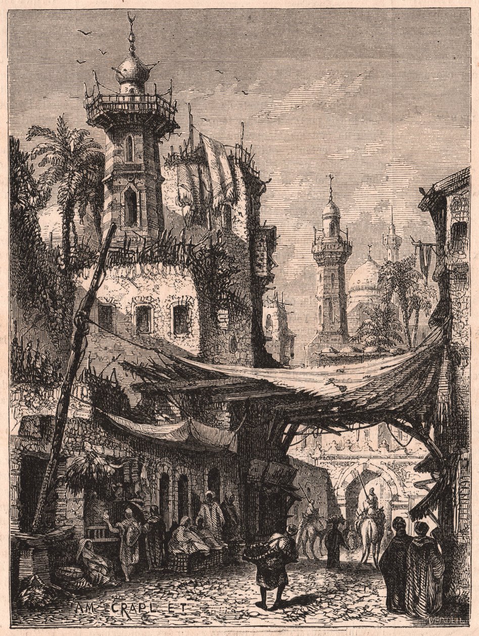 Uitzicht op een straat in het oude deel van Caïro, Egypte door Unknown