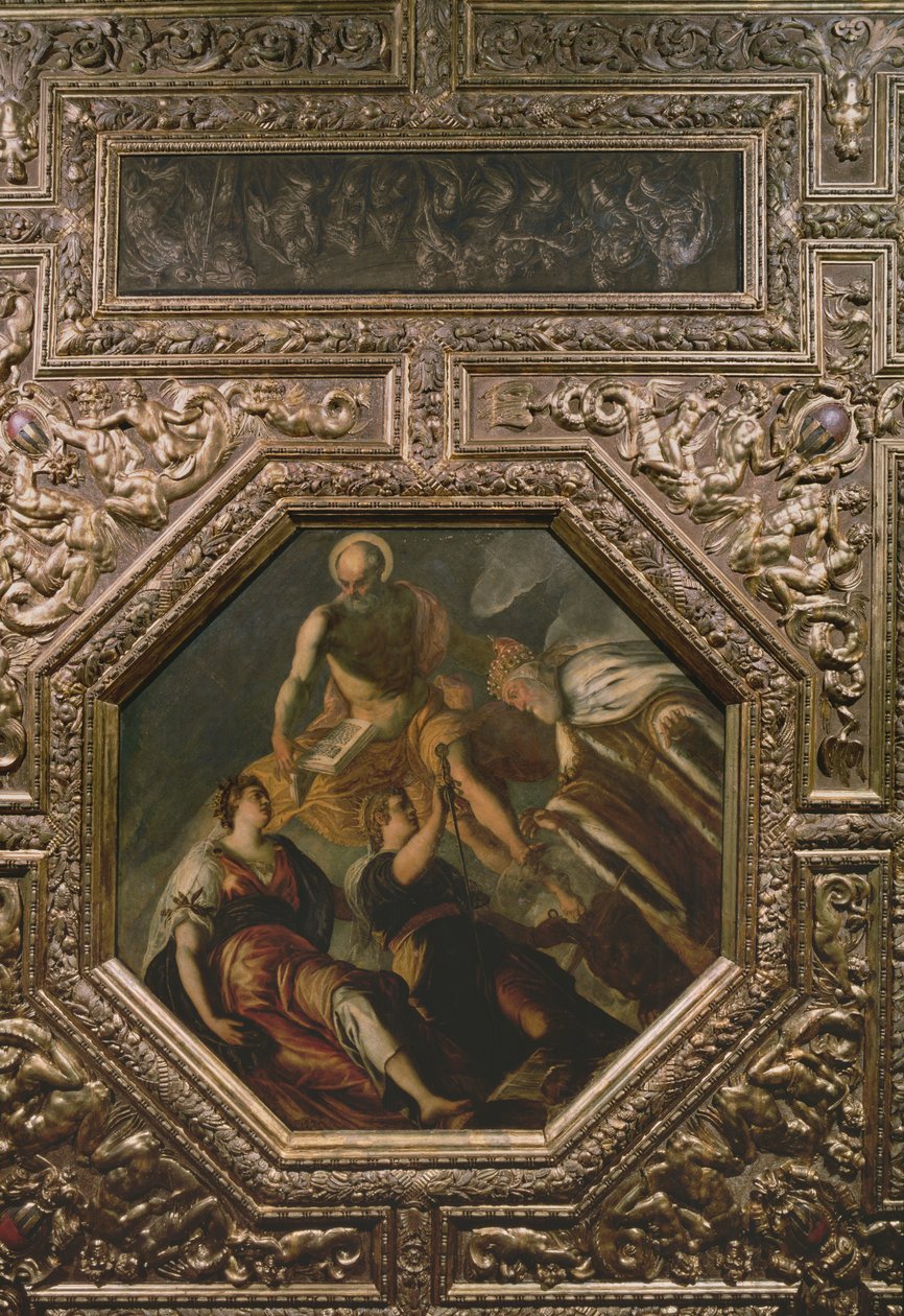 Doge G. Priuli ontvangt gerechtigheid, 1567 door Tintoretto