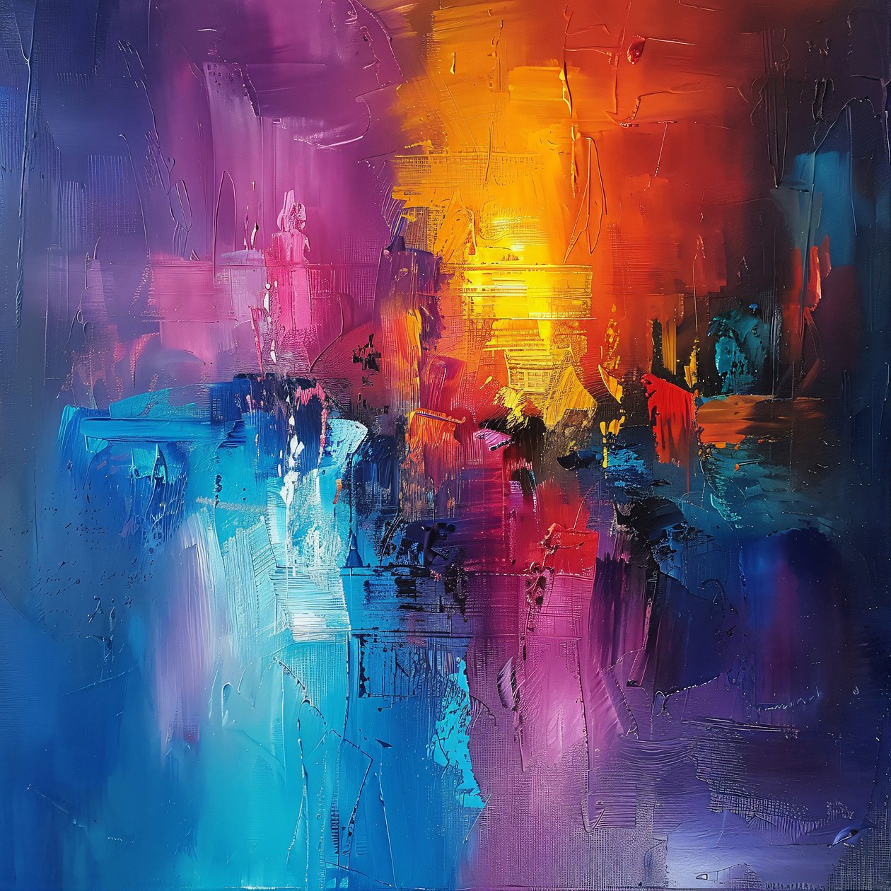 Abstracte kunst met acrylverf kleuren voor ingelijste muurkunst prints door F. Abderrahim