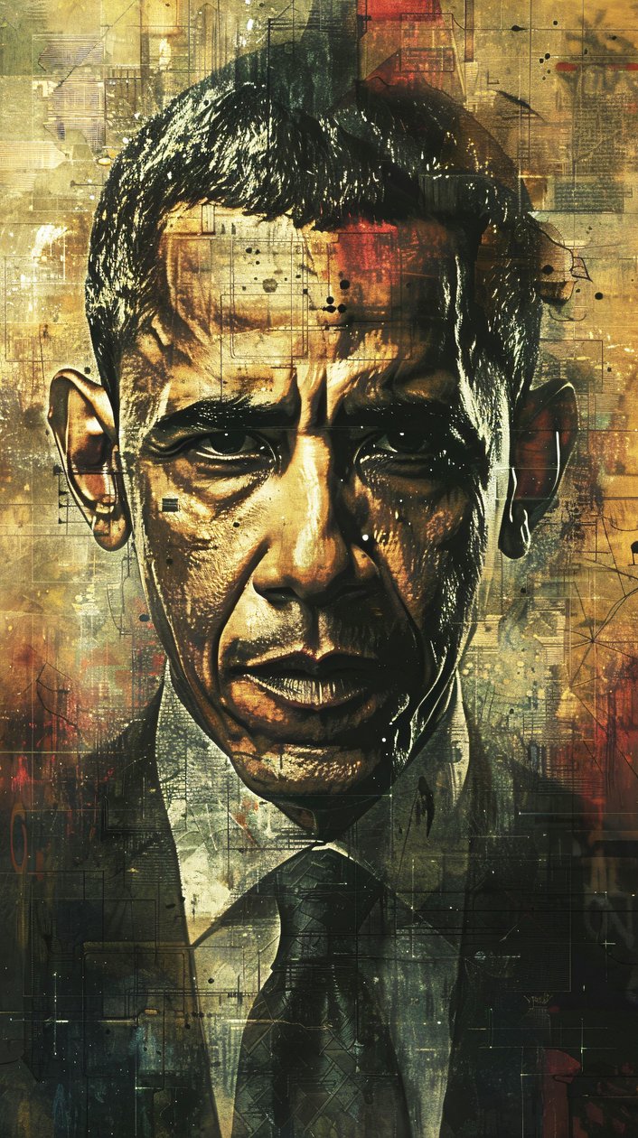 President Barack Obama portretten schilderij voor muurkunstprints door F. Abderrahim