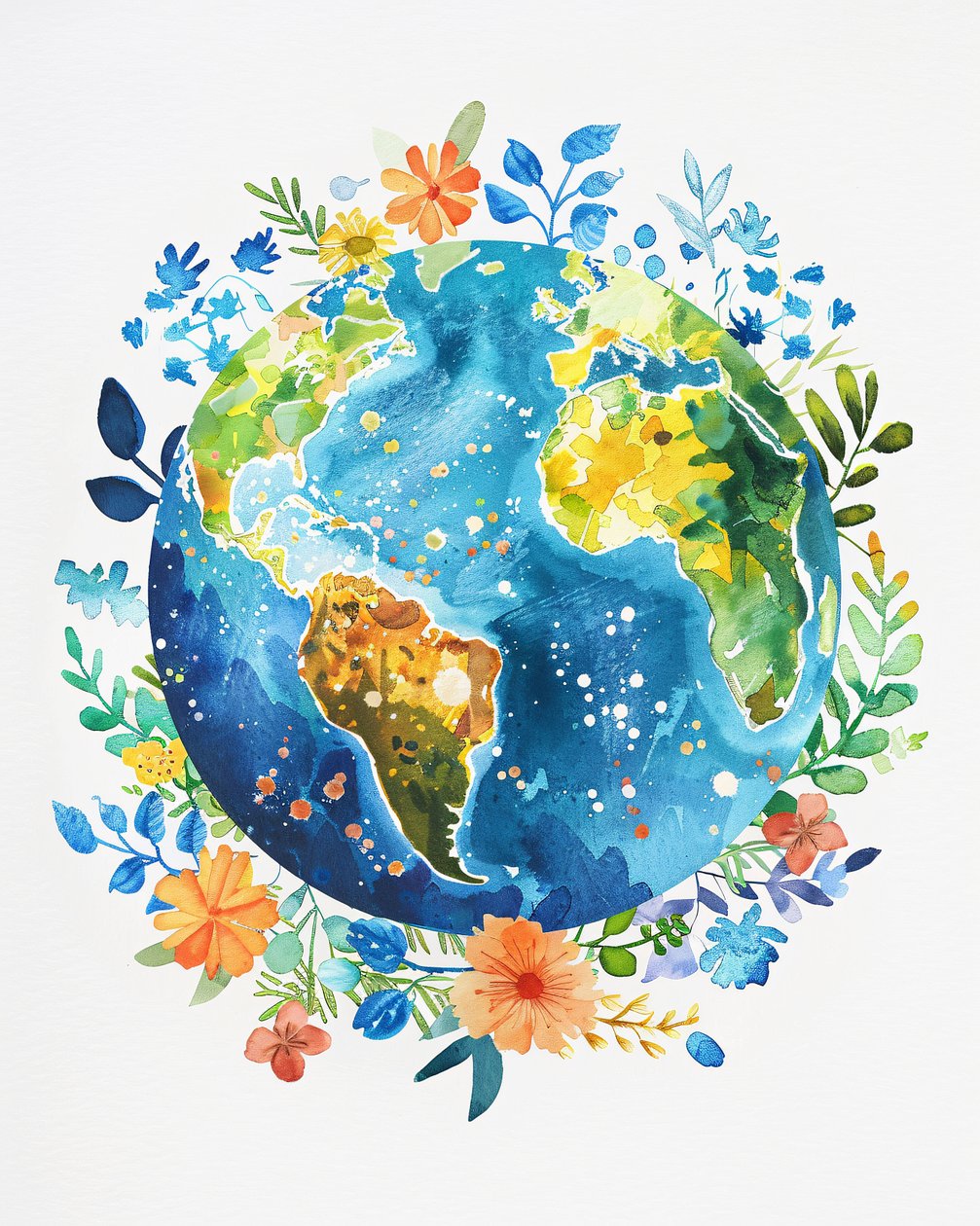Vredesmuurdecoratie: Aquarel boho planeet aarde kinderkamer door F. Abderrahim