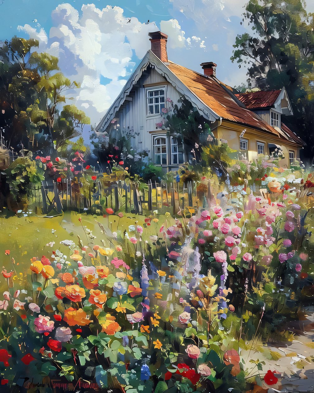Tuin van een oud huis nostalgisch Oost-Europees huis door F. Abderrahim