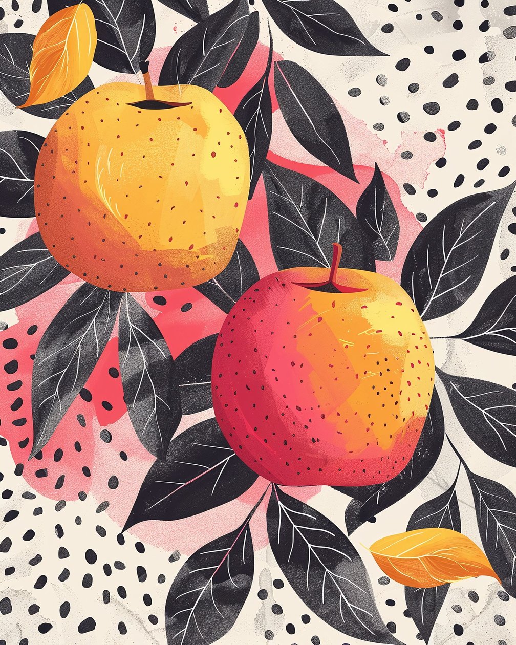 Appel en plant botanische tekening door F. Abderrahim