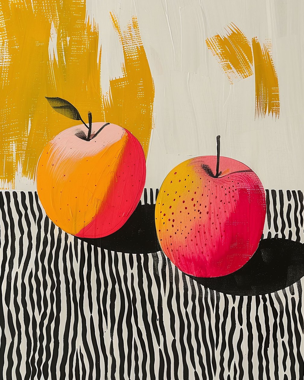 Appel en plant botanische schilderij door F. Abderrahim