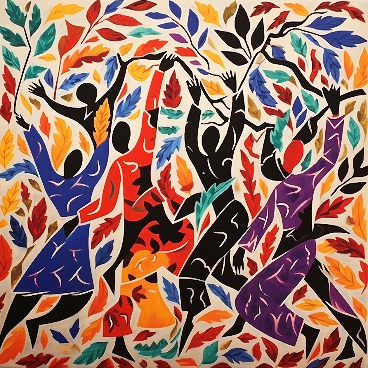 Dans van herfstbladeren in Matisse-stijl door F. Abderrahim