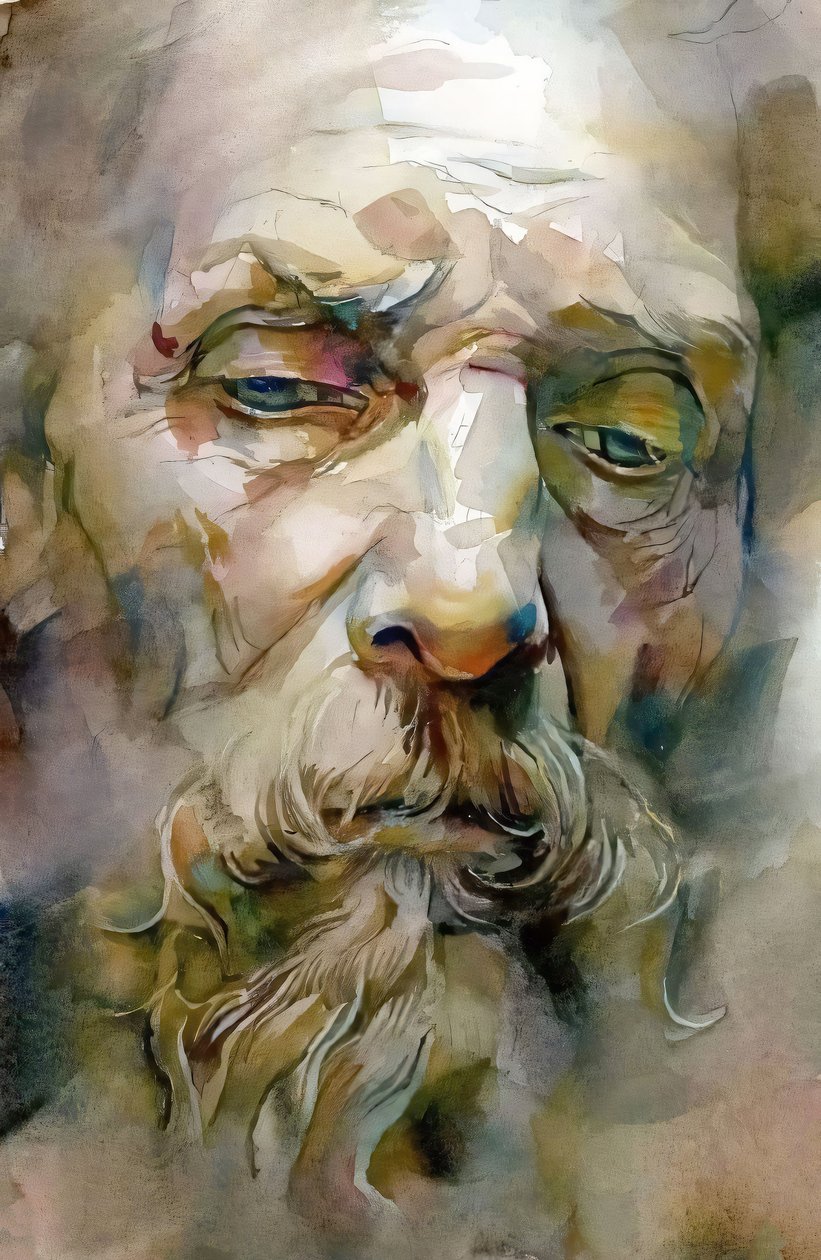 Wijze oude man met witte baard door F. Abderrahim