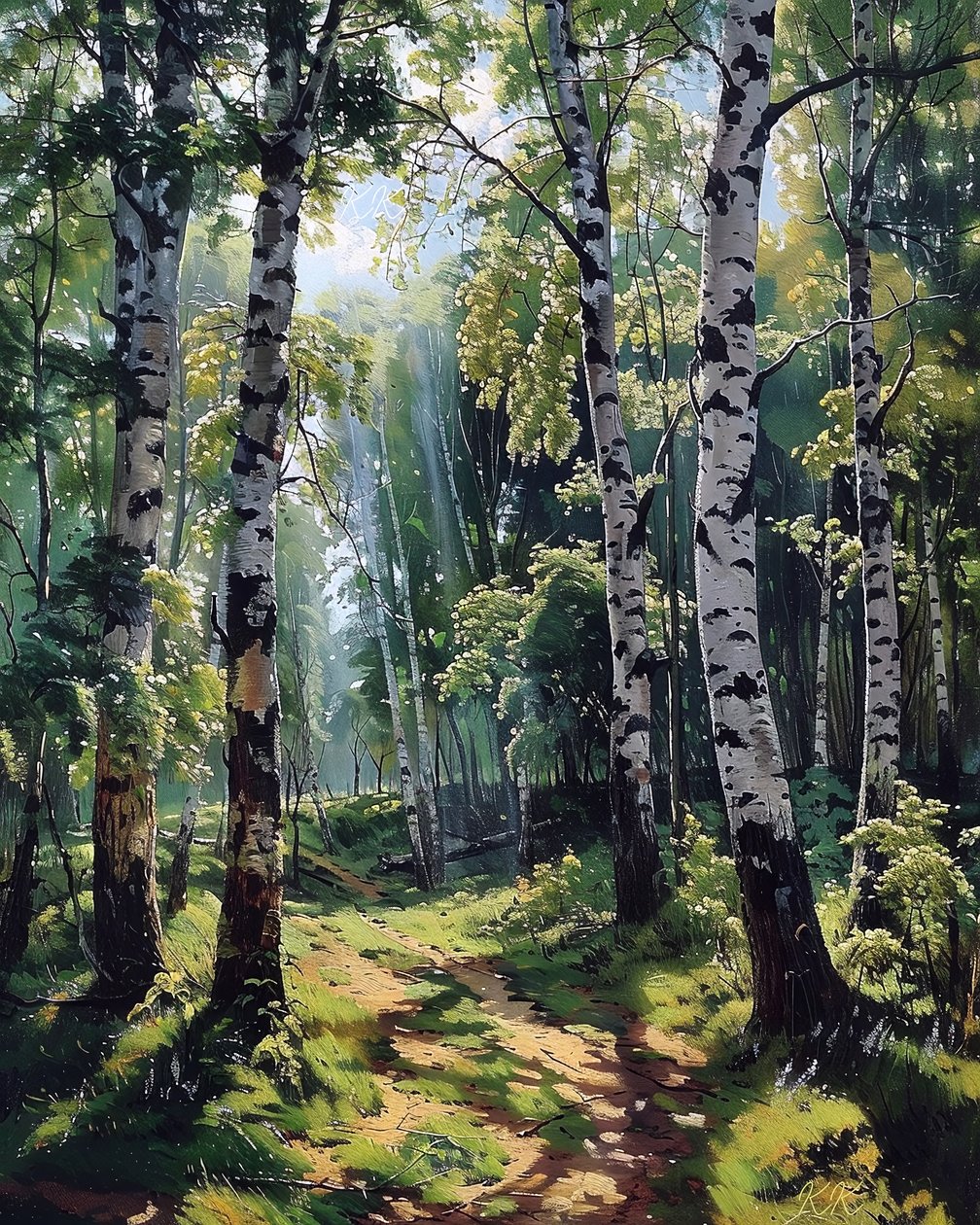 Landschap met levendige bladeren, moderne wanddecoratie door F. Abderrahim