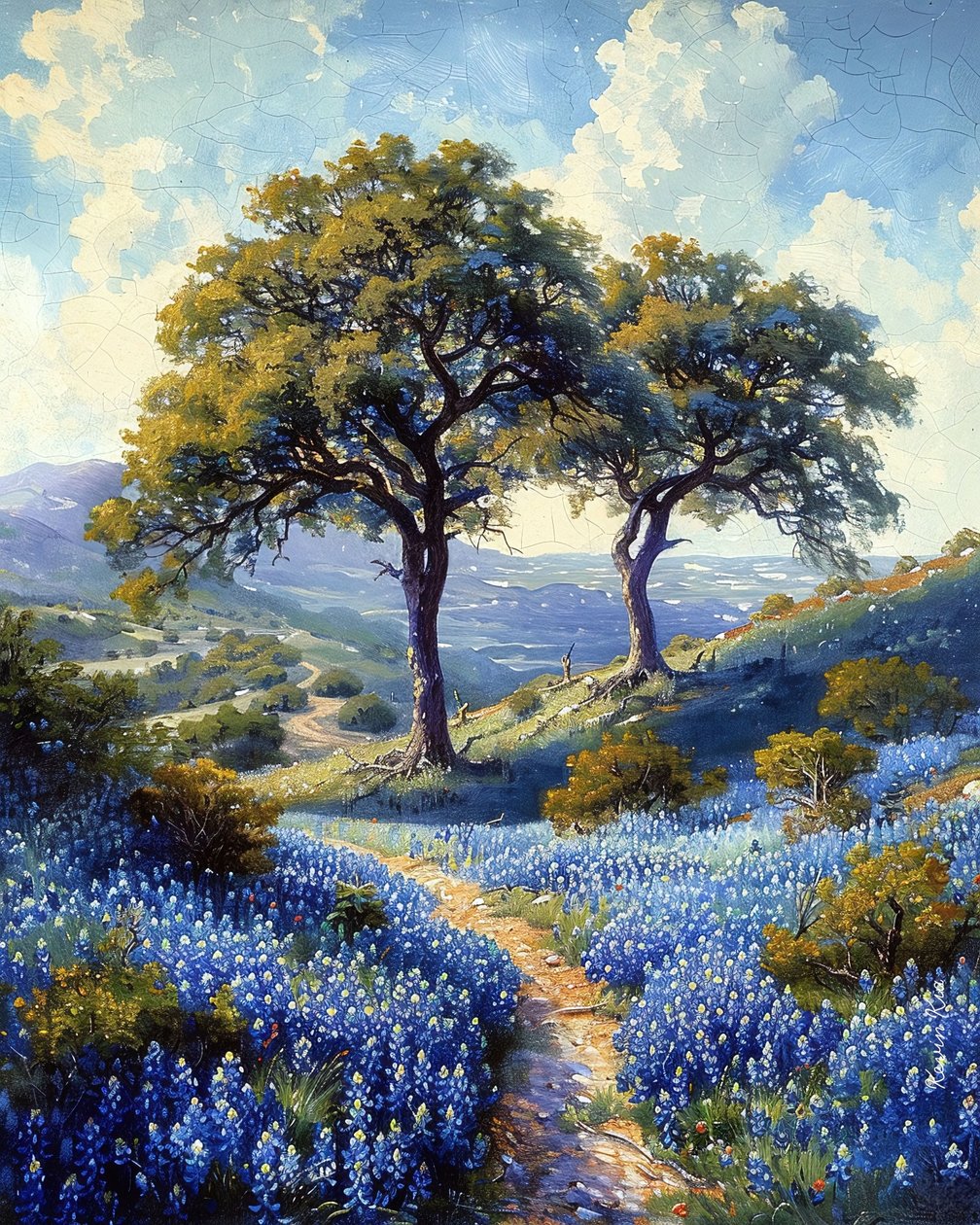 Een pad in een landschap omzoomd met lavendelbloemen, canvas prints op maat door F. Abderrahim