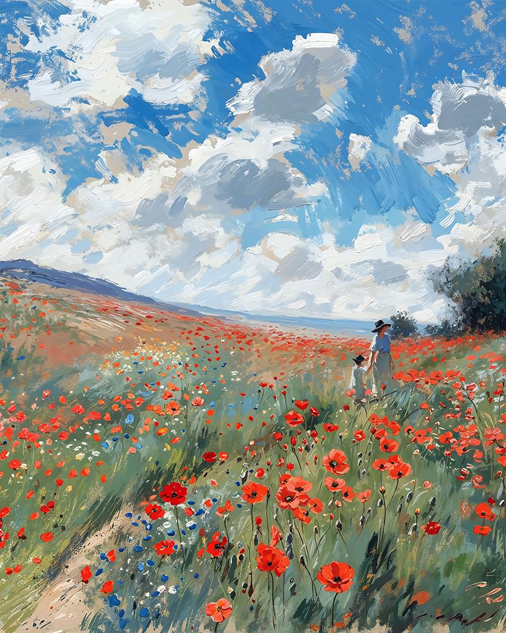 Een landschap van heuvels dat zich uitstrekt tot aan de horizon, Wall Decor You