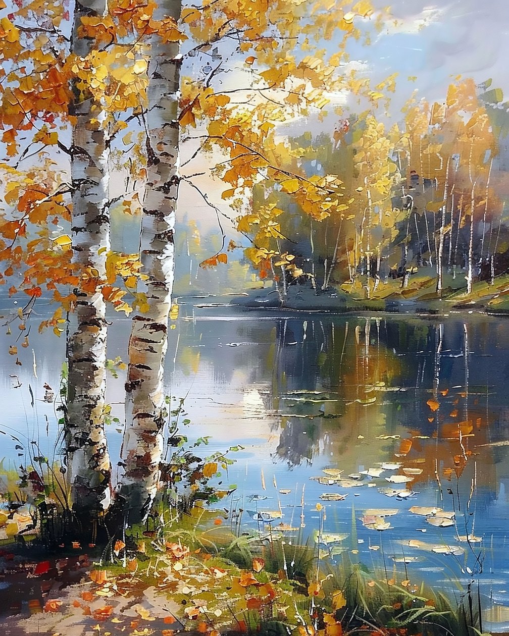 Landschap  bomen met ongerepte wateren, online canvas prints door F. Abderrahim
