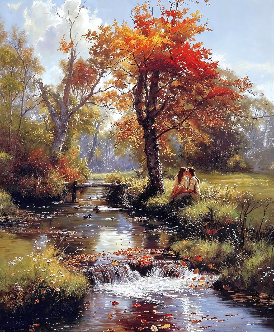 Een romantisch schilderij midden in de schilderachtige natuur, online canvas prints door F. Abderrahim