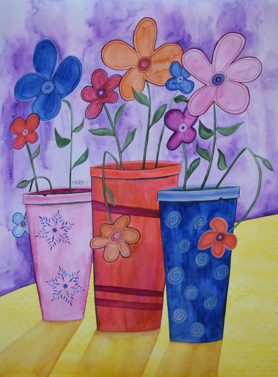 Bloempotten door Marys Watercolors