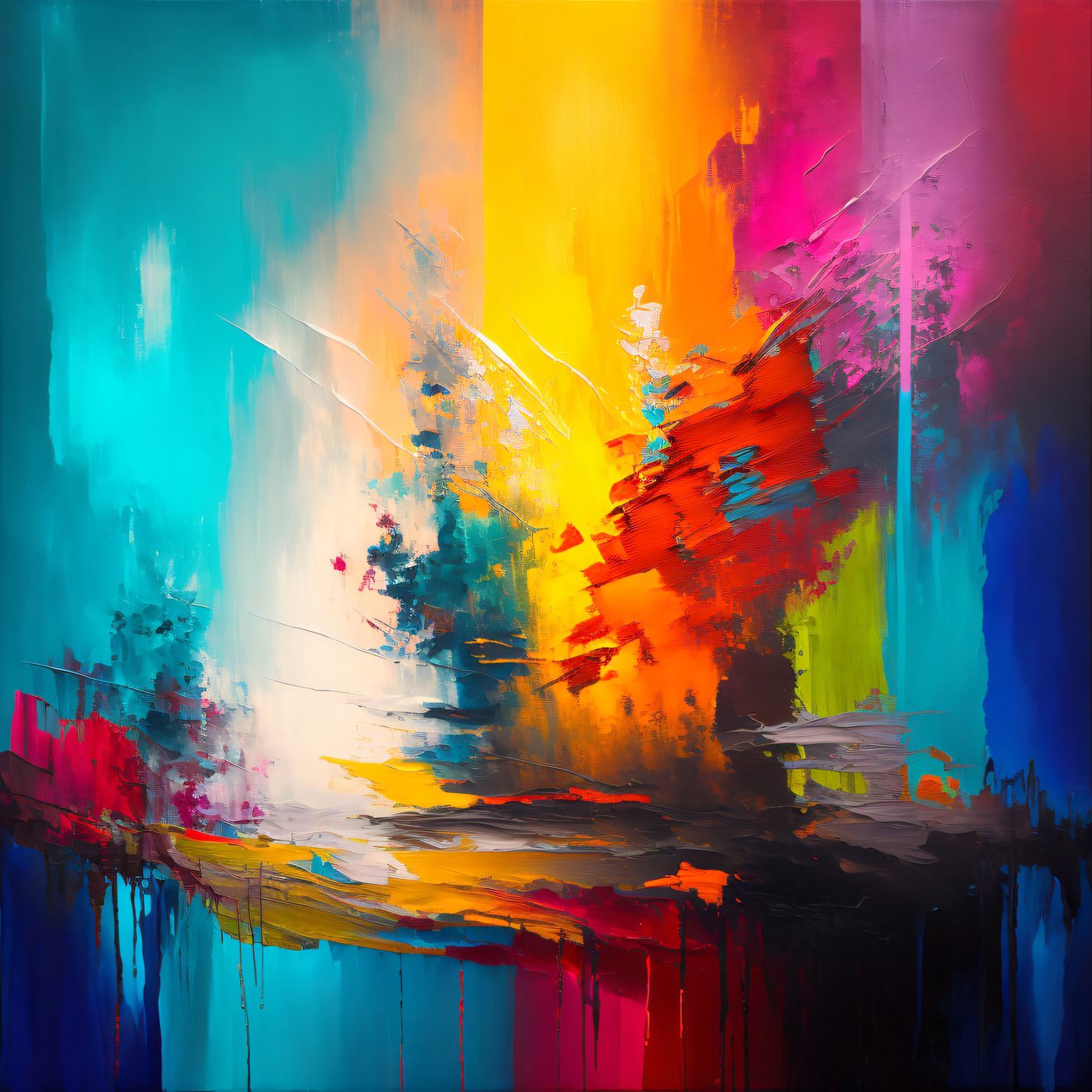 Abstracte kunst met levendige kleuren op de achtergrond, wanddecoratie  canvas prints door F. Abderrahim