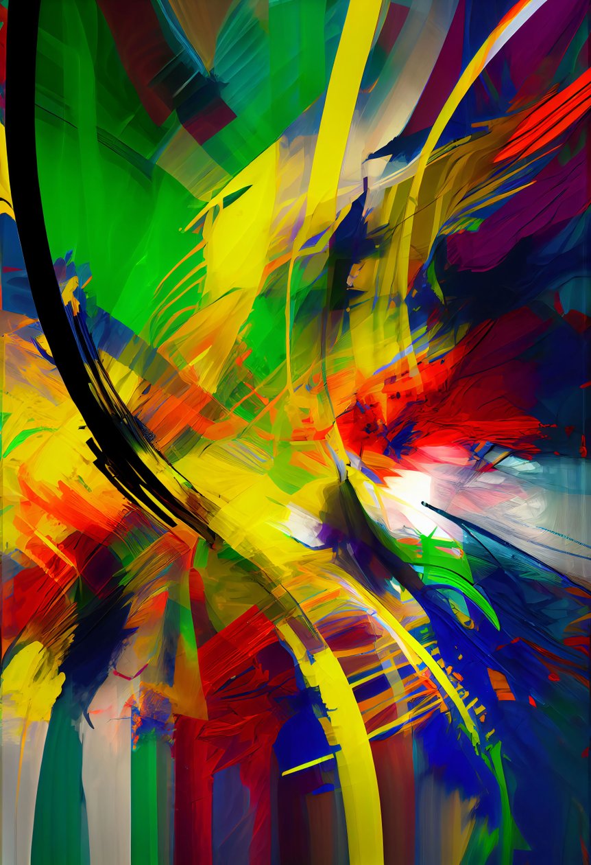 Abstract digitaal schilderij A Blend of Vibrant Colors, online afdrukken op aanvraag door F. Abderrahim