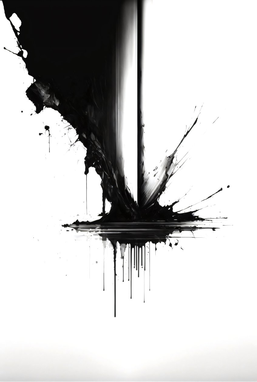 Abstracte inkttekening, zwart-wit, muurkunst | print on demand door F. Abderrahim