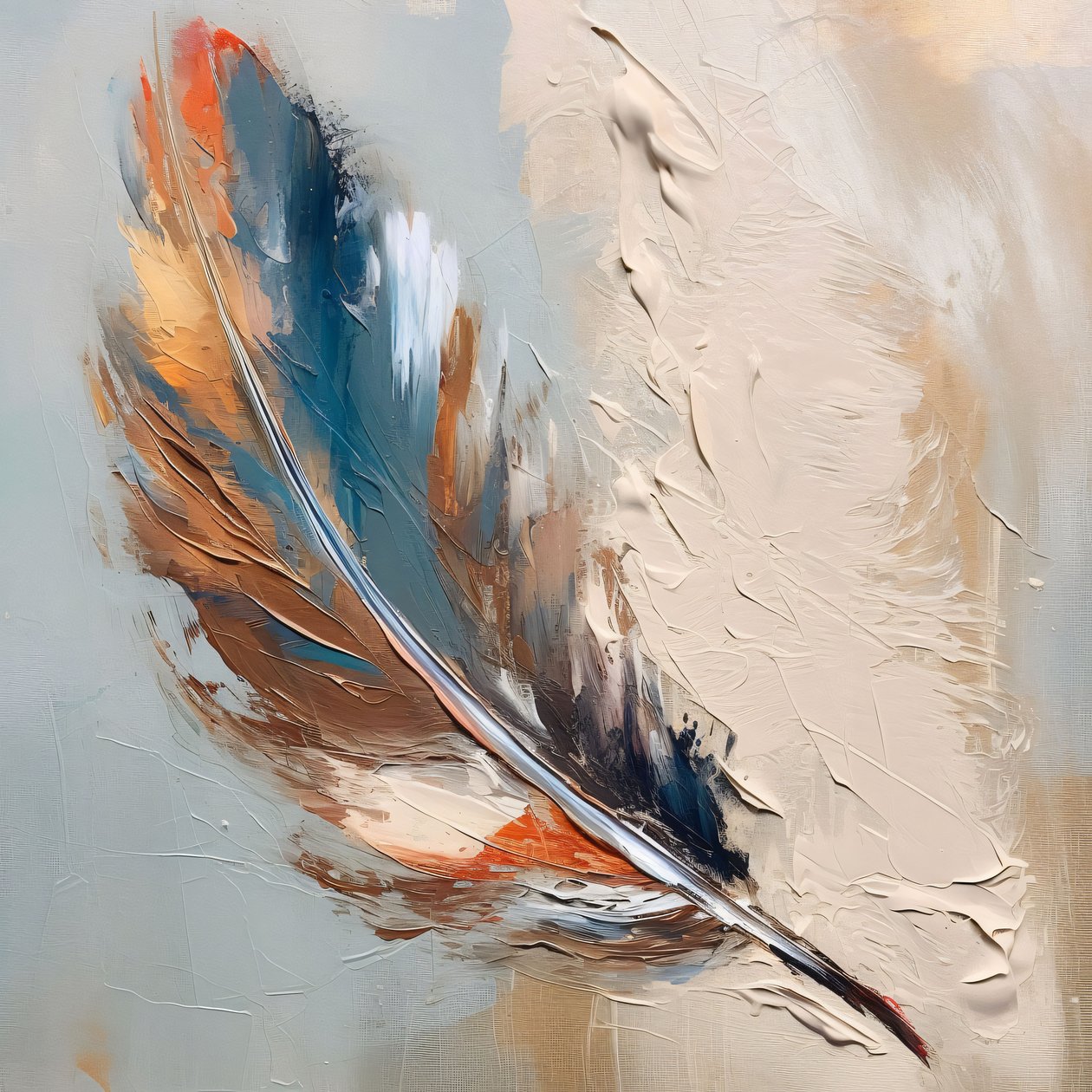 Veder goud blauw abstract, wanddecoratie voor woonkamer door F. Abderrahim