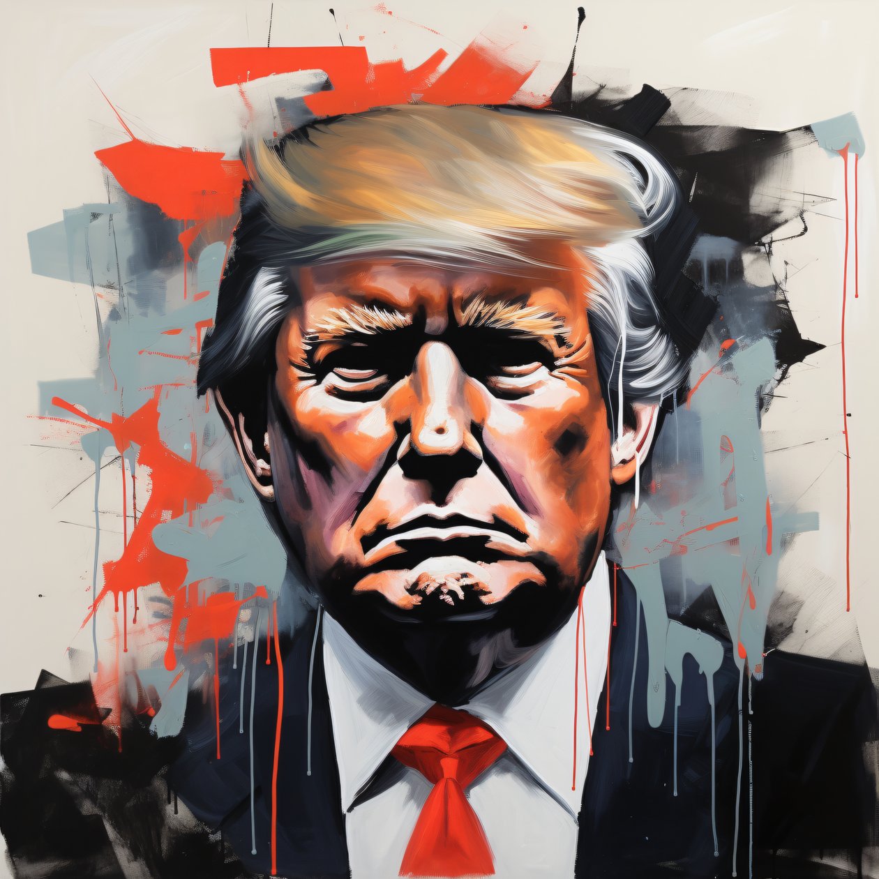 Canvas Print van Donald Trump schilderij, Ingelijst wanddecoratie door F. Abderrahim