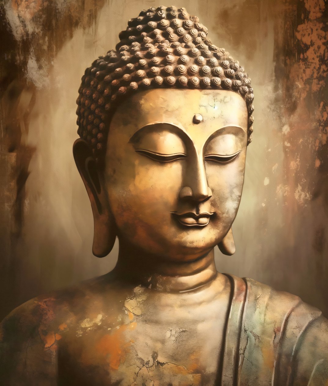 Fotorealistische Boeddha Een personage in meditatie, canvas art prints door F. Abderrahim