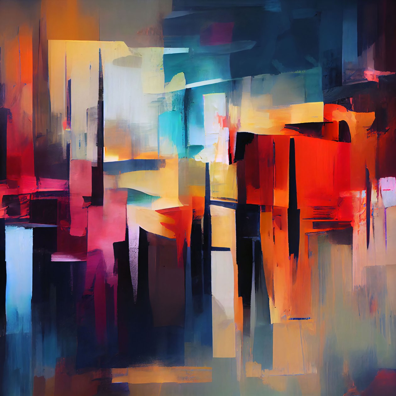 Levendige abstracte compositie, wanddecor | print on demand uk door F. Abderrahim