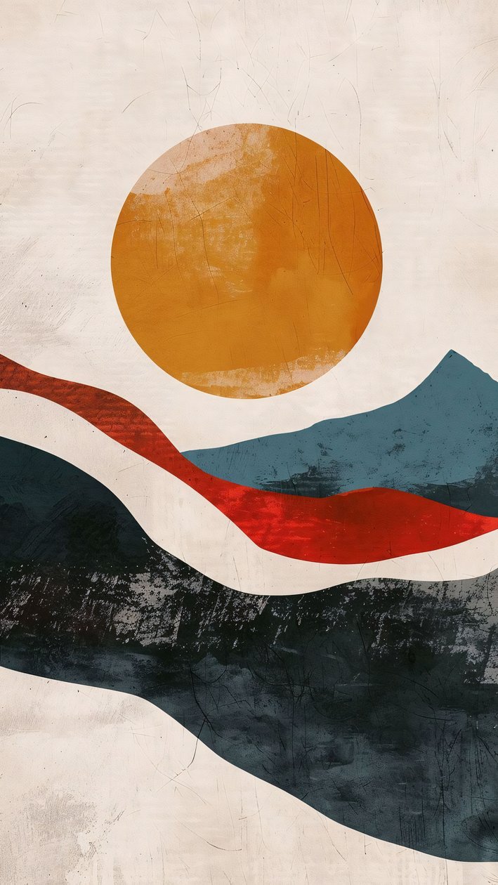 Rustieke Zonsondergang Abstract - Artistiek Landschap, wanddecoratie prints door F. Abderrahim