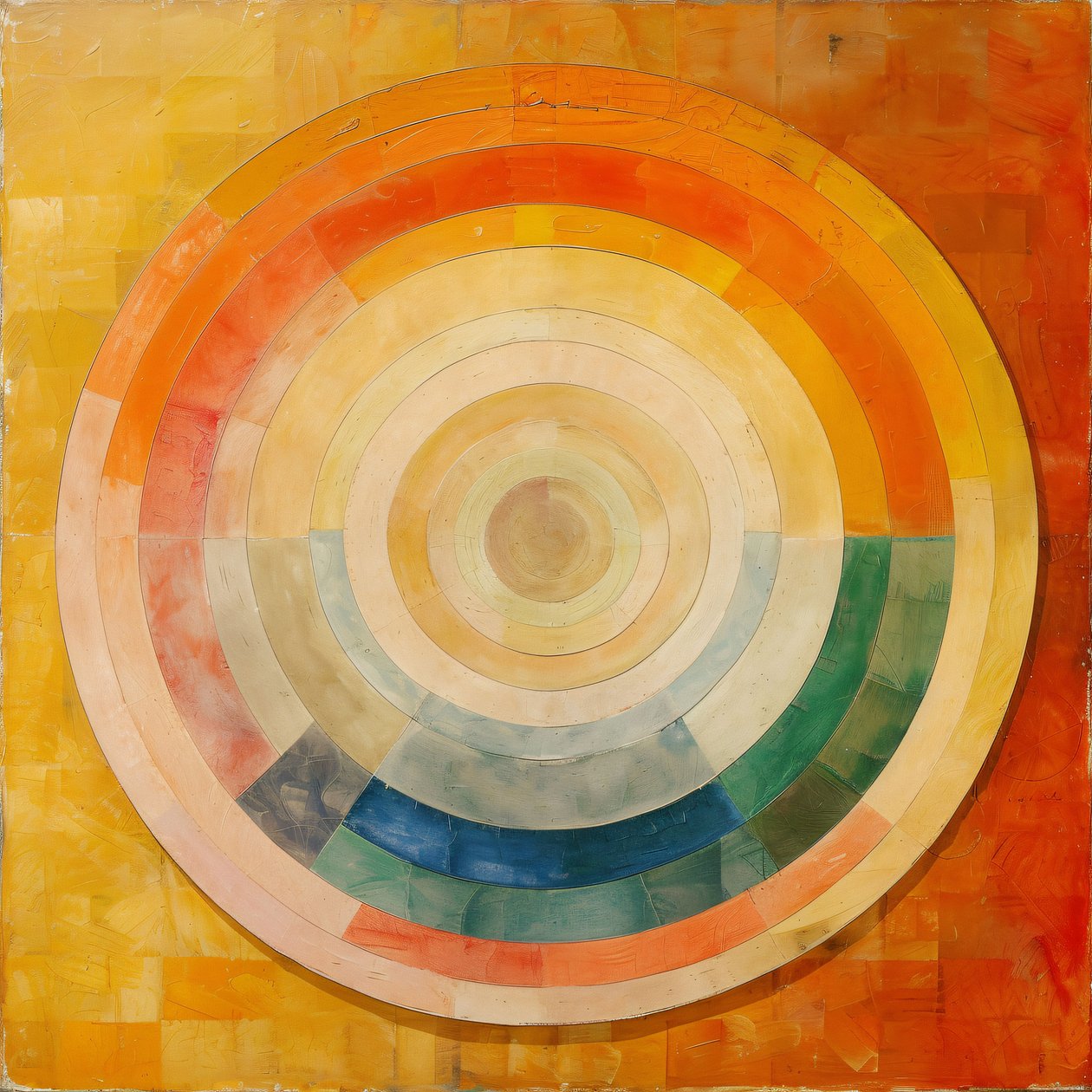 Abstract olieverfschilderij, mystieke kunst, Hilma af Klint stijl, online kunst afdrukken door F. Abderrahim