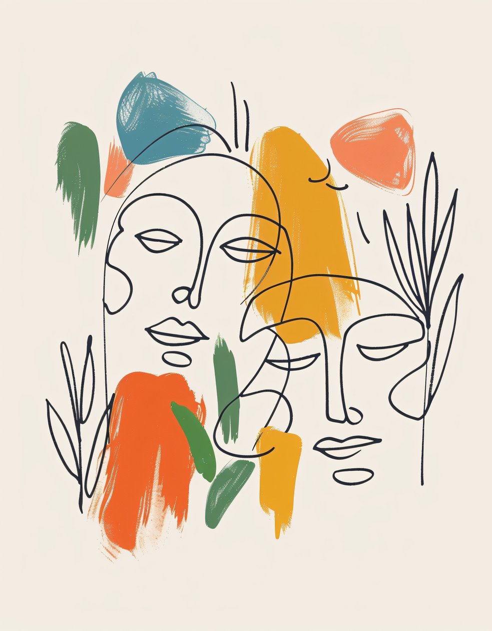 Minimalistische boho Windring een lijnschets, Mid-Century Modern, wanddecoratie prints door F. Abderrahim