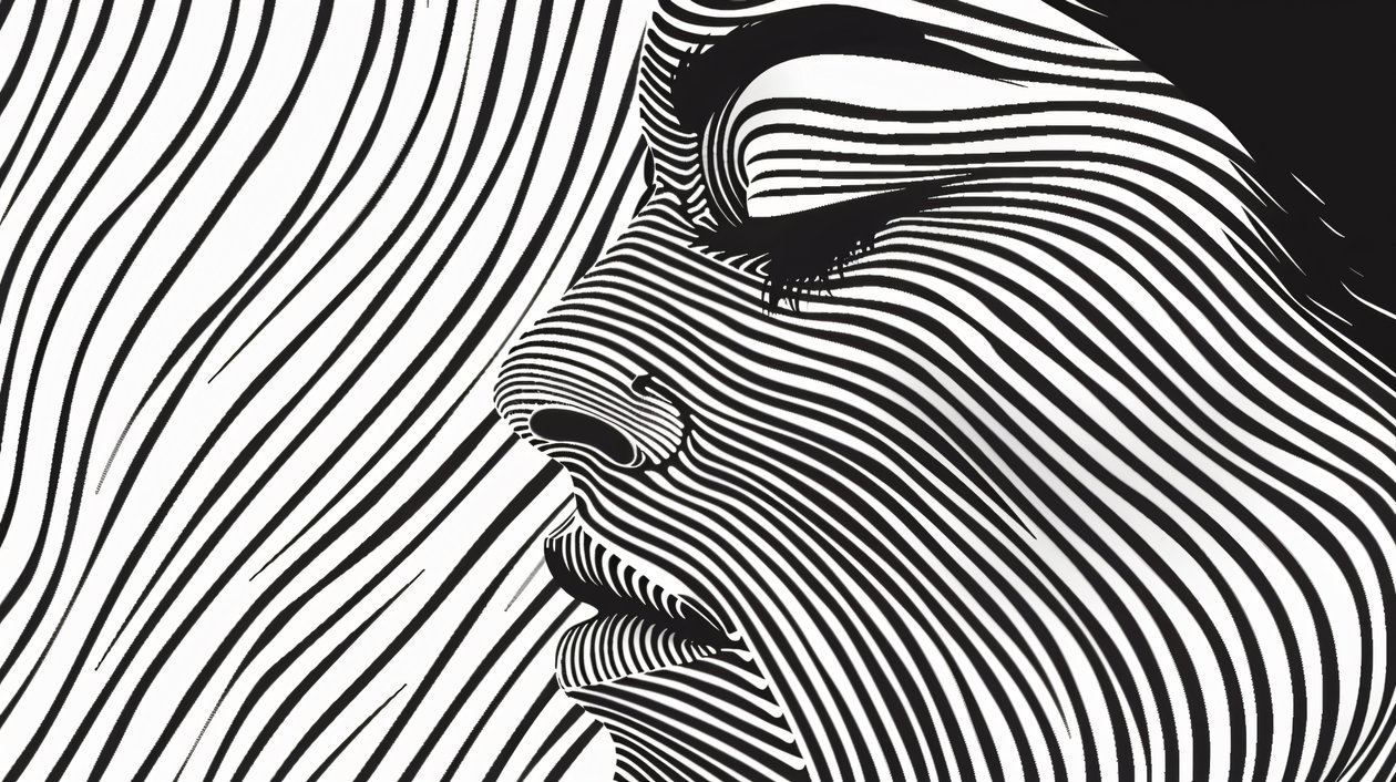 Minimalistische stijl met één enkele lijn, vrouwengezicht, wanddecor | print on demand door F. Abderrahim