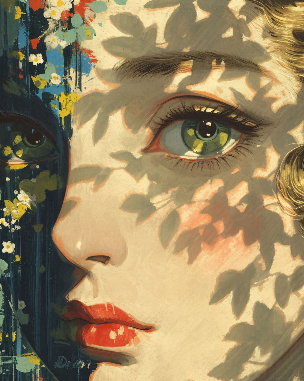 Sunlight Magus A Fornasetti Daydream, Close-up van een meisjesgezicht, online kunstdrukken door F. Abderrahim