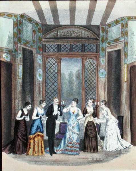 Scène uit een operette, ca. 1870-80 door A. Lamy
