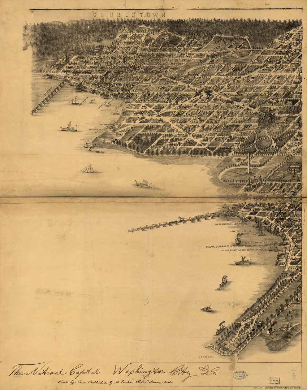 De nationale hoofdstad, Washington City, D.C. door A. Sachse and Co.