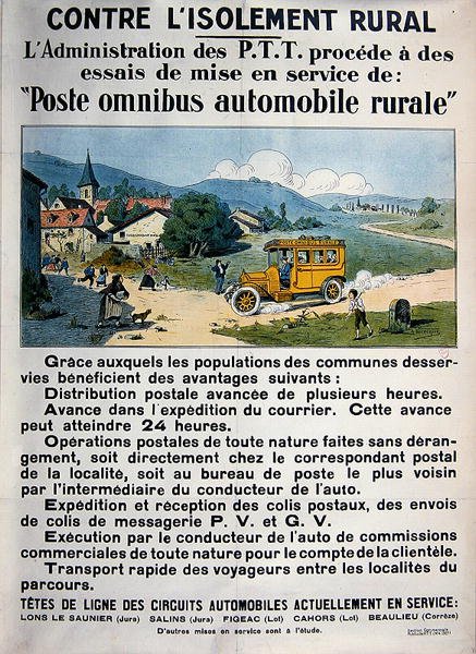 Poster die de Franse postkoets adverteert door A. Verecque