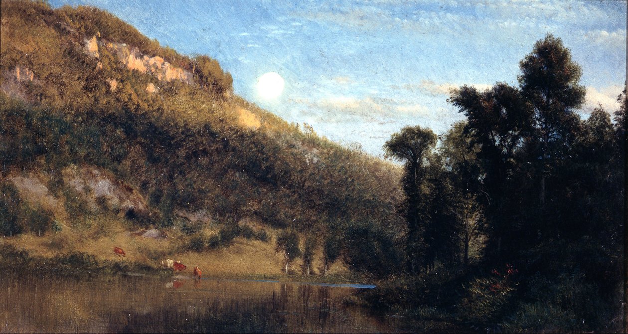 Berkshire Foothills, Volle maan boven Meadowbrook door Aaron Draper Shattuck