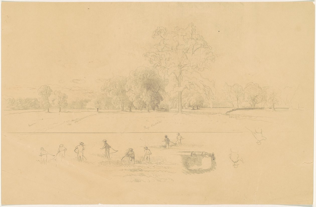 Oogsten, New England door Aaron Draper Shattuck