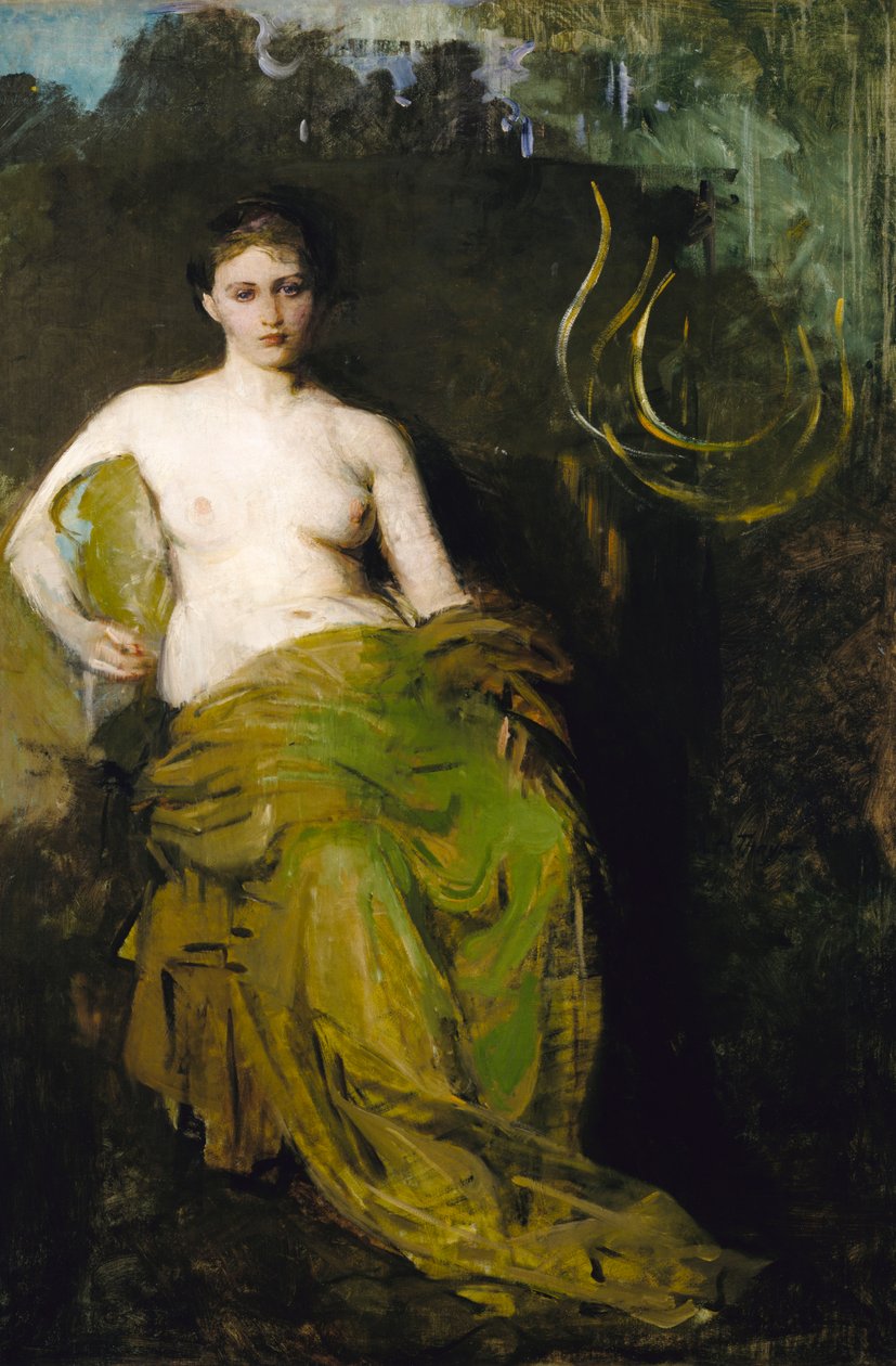 Half gedrapeerde figuur, ca. 1885 door Abbott Handerson Thayer