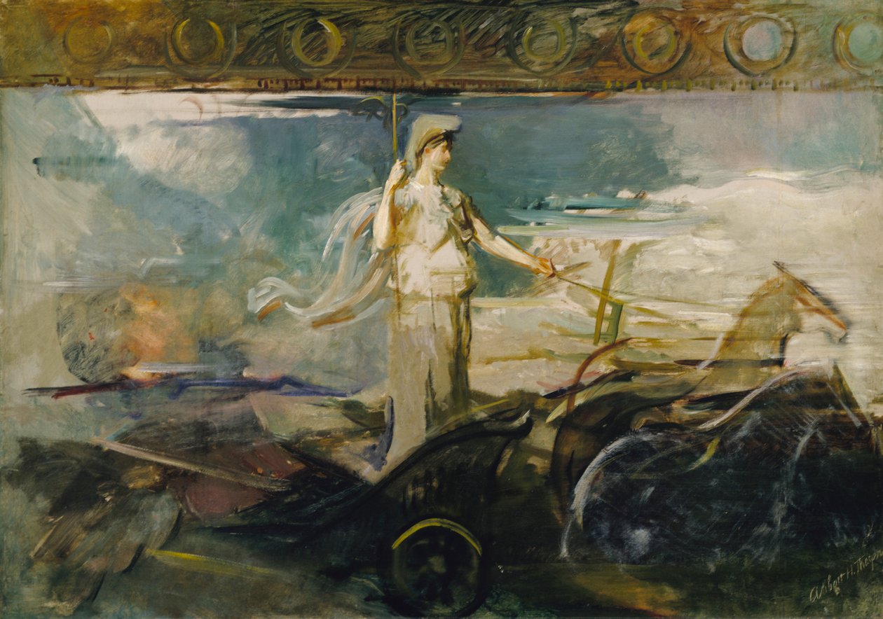 Minerva in een wagen door Abbott Handerson Thayer