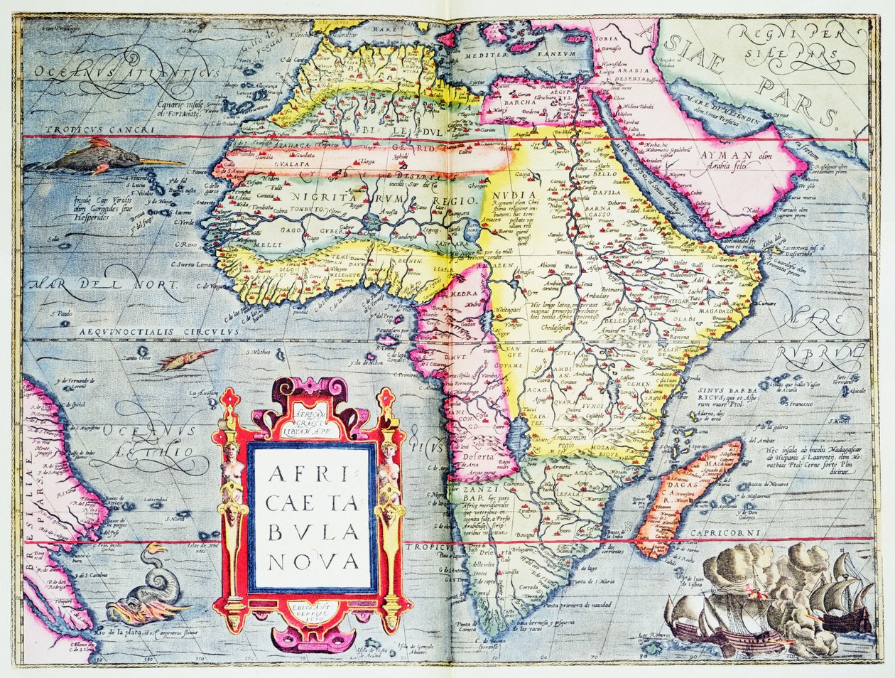 Nieuwe kaart van Afrika, 1570 (kleurgravure) door Abraham Ortelius