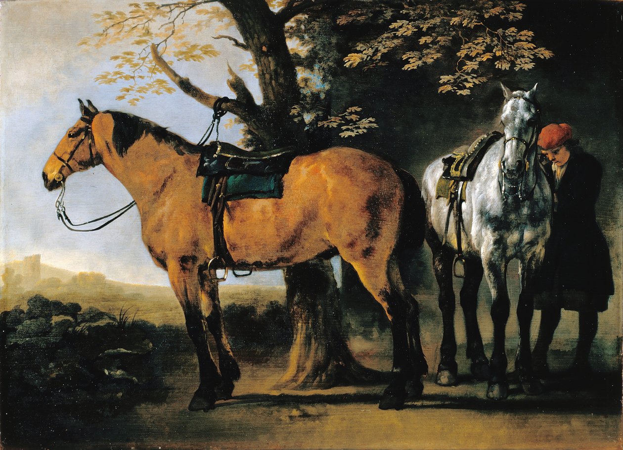 Twee Paarden door Abraham van Calraet