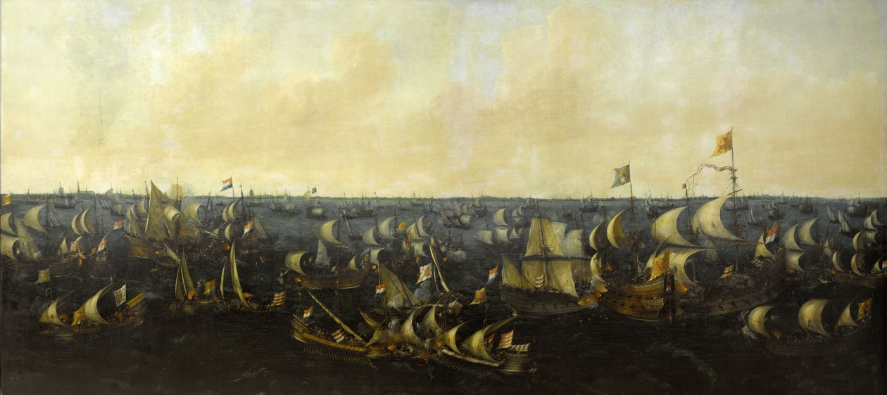 Slag op de Zuiderzee door Abraham de Verwer  