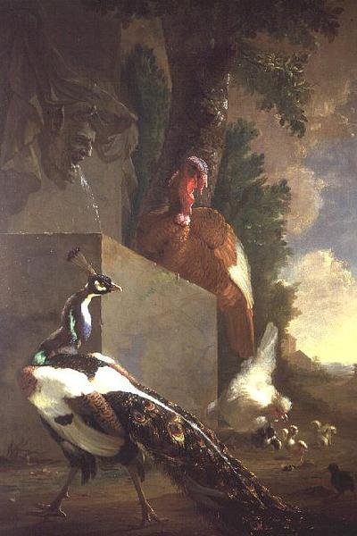 Vogels bij een Fontein door Abraham Bisschop