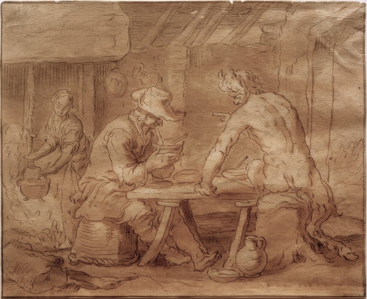 De satyr bij de boer door Abraham Bloemaert