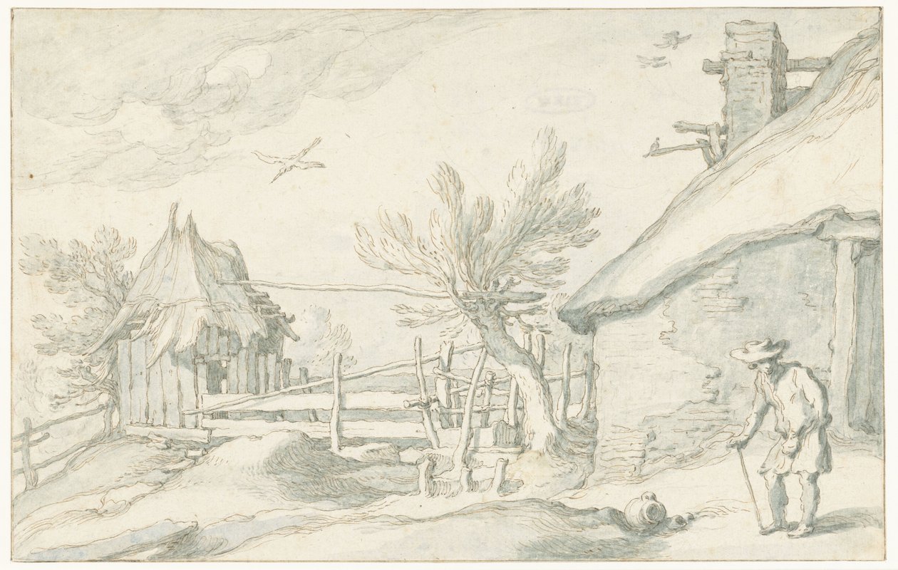 Erf met boerderij en schuur door Abraham Bloemaert