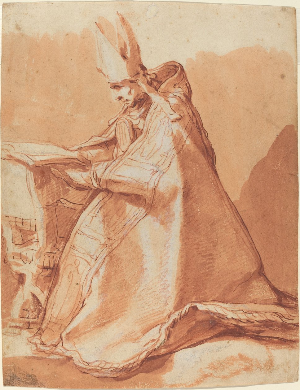 Zittende Bisschop door Abraham Bloemaert
