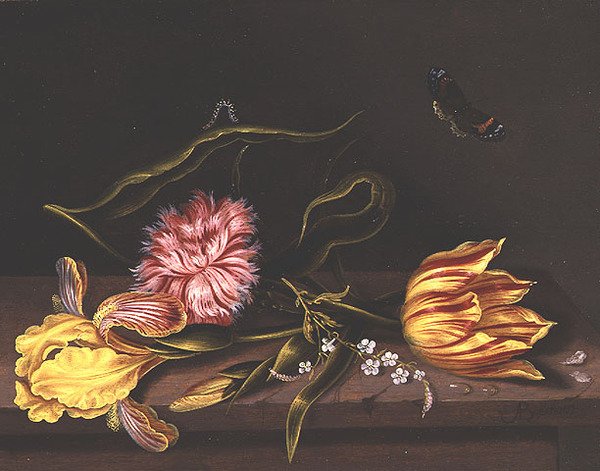 Stilleven van Bloemen op een Tafel door Abraham Bosschaert