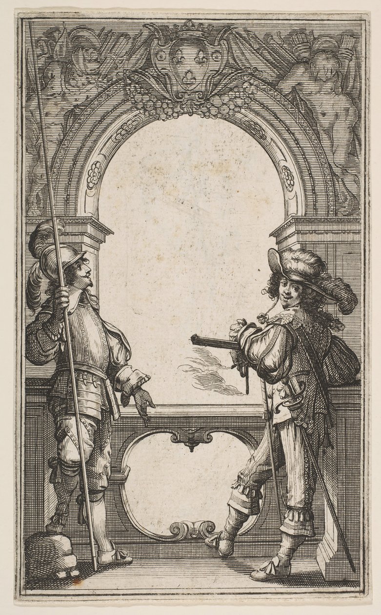 Frontispice voor Les Gardes Françaises, 1632 door Abraham Bosse