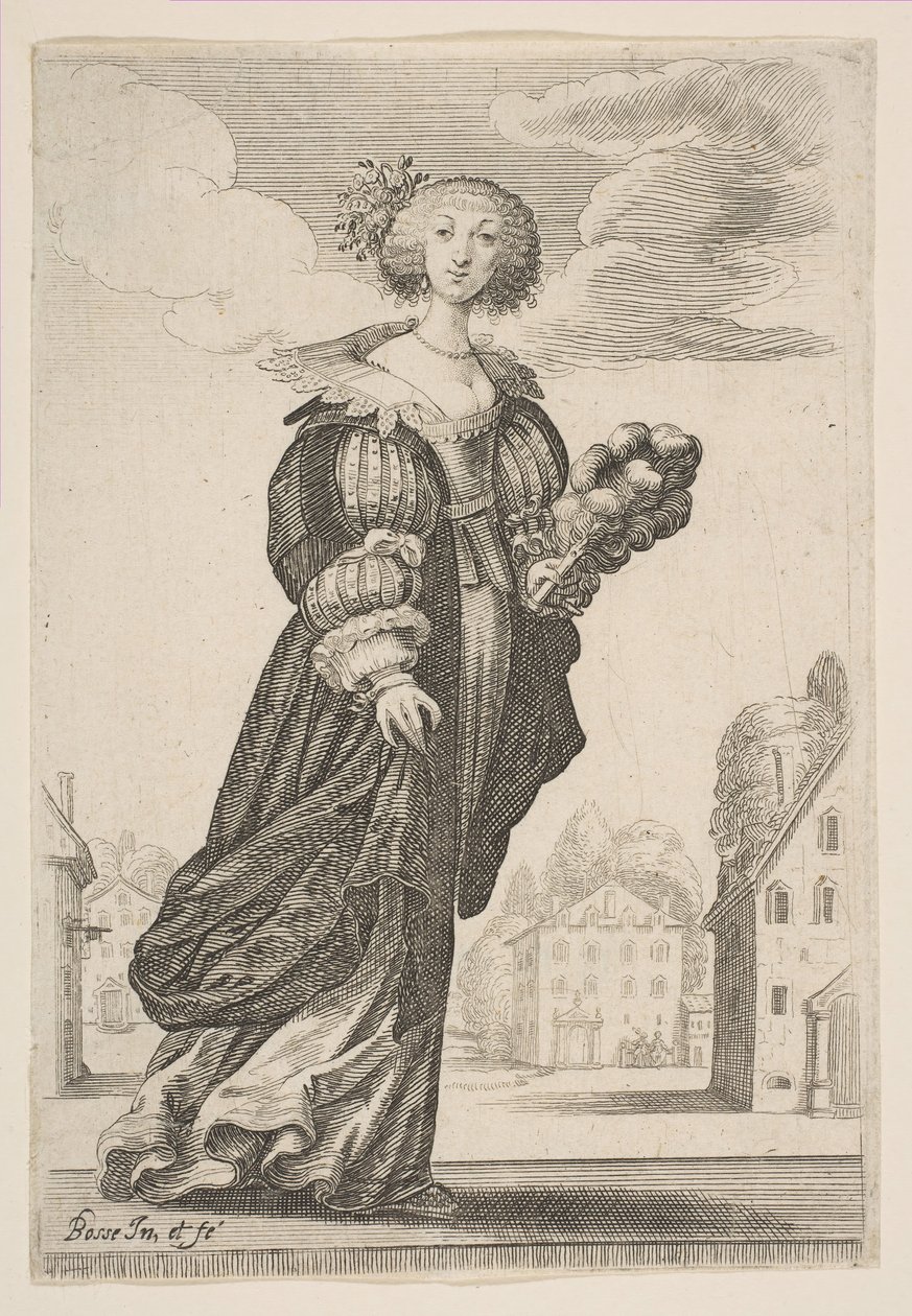 Vrouw met een Waaier door Abraham Bosse