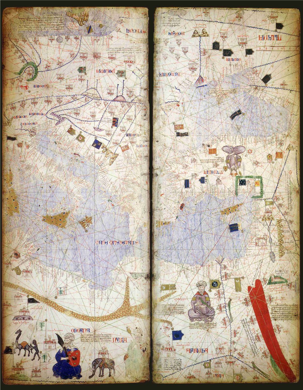 Catalaanse Atlas, Blad 7 en 8, 1375 door Abraham Cresques