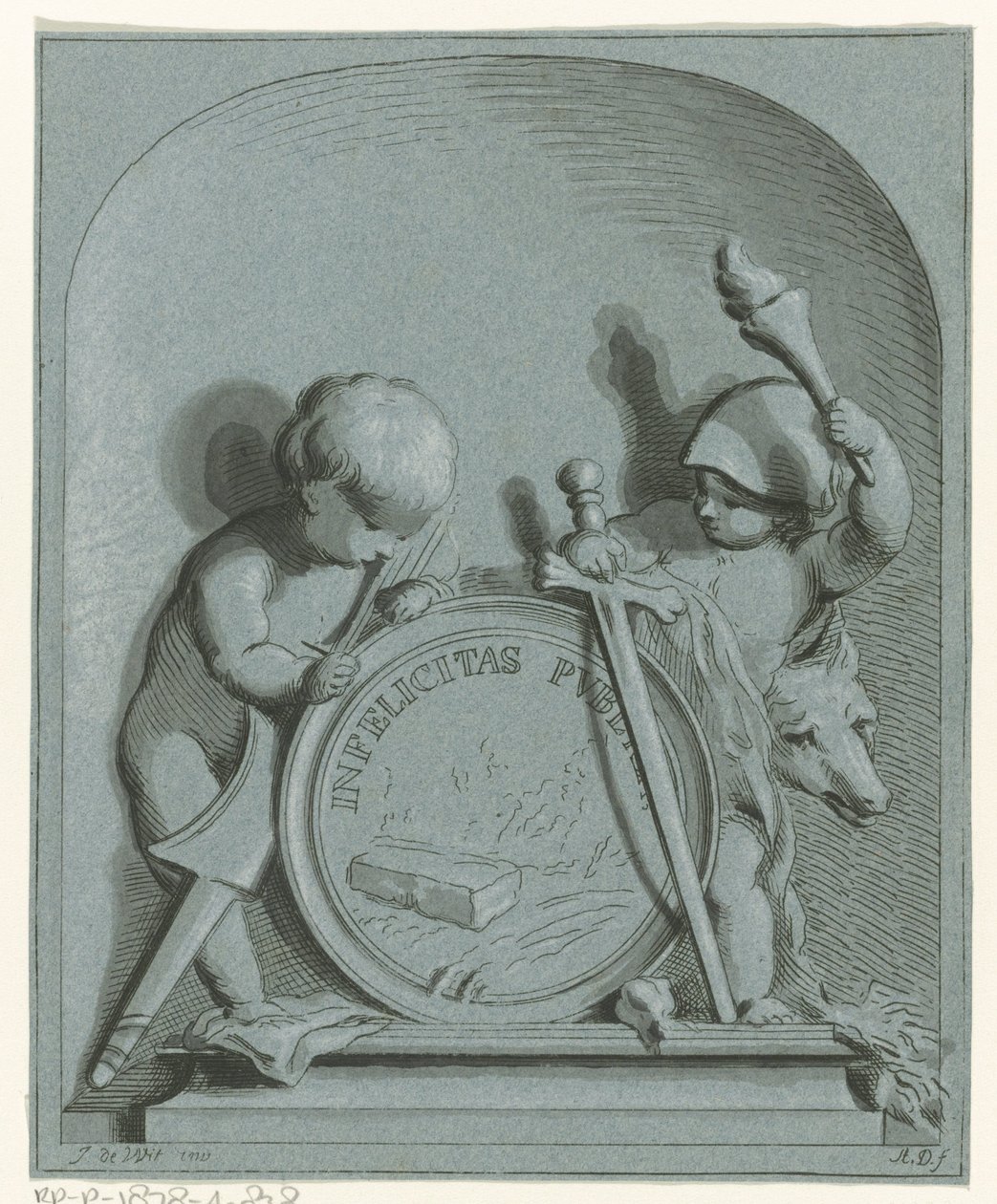 Allegorie met twee putti door Abraham Delfos